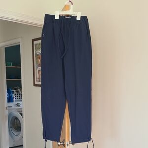 Women’s Navy Drawstring Ankle Pants - Casual Cropped Fit